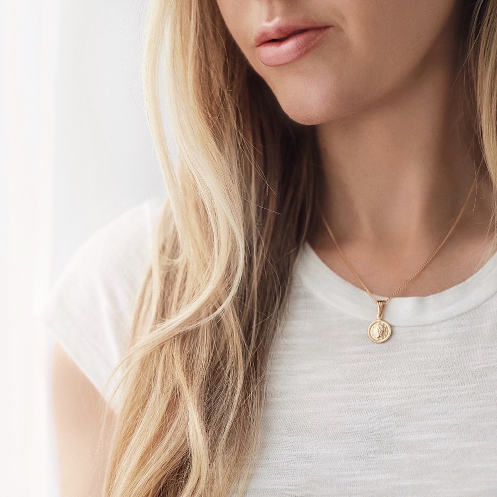 Petite Goddess Coin Necklace | 18k Gold Filled - Picture 3 of 8